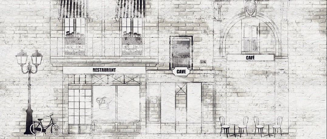 Tapete Bistro Vintage Fassade Parisienne