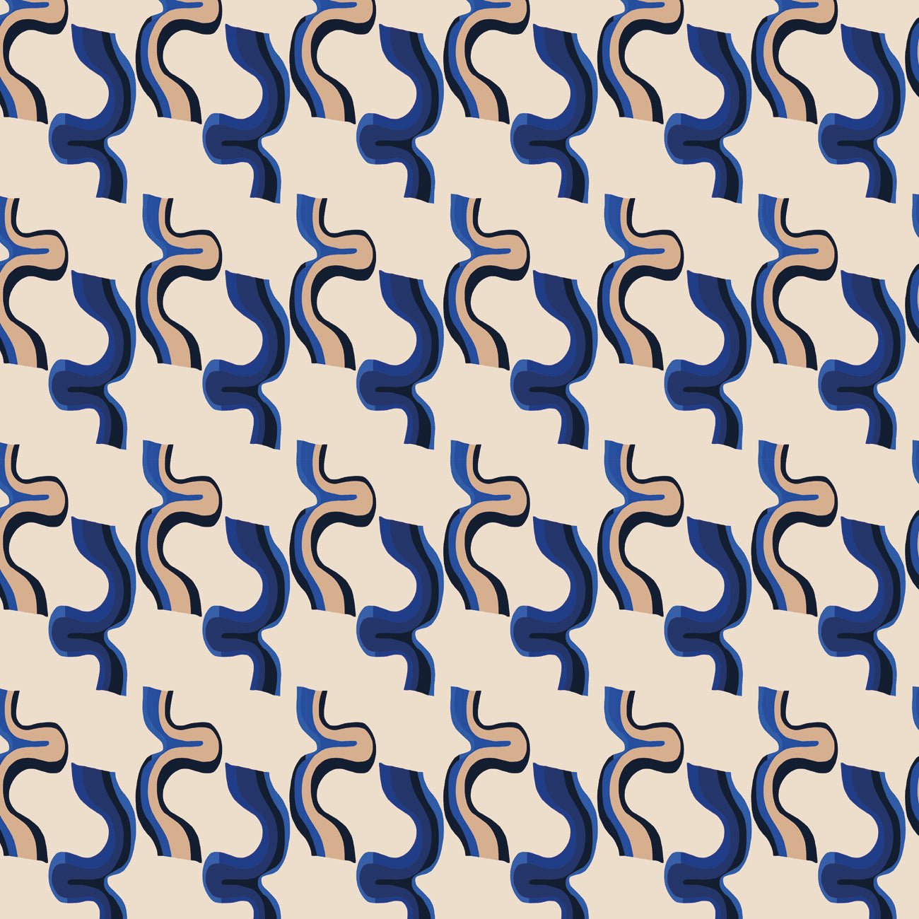 Papier peint rétro style bleu, XXL, tendance