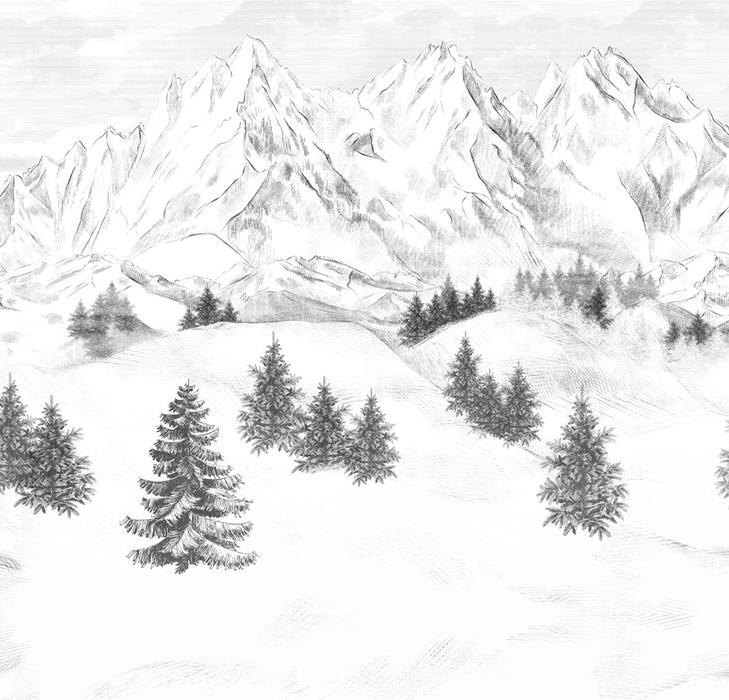 Tapete „Montagne Sommets de Chamonix“ – H 240 cm x B 250 cm – Material Softouch