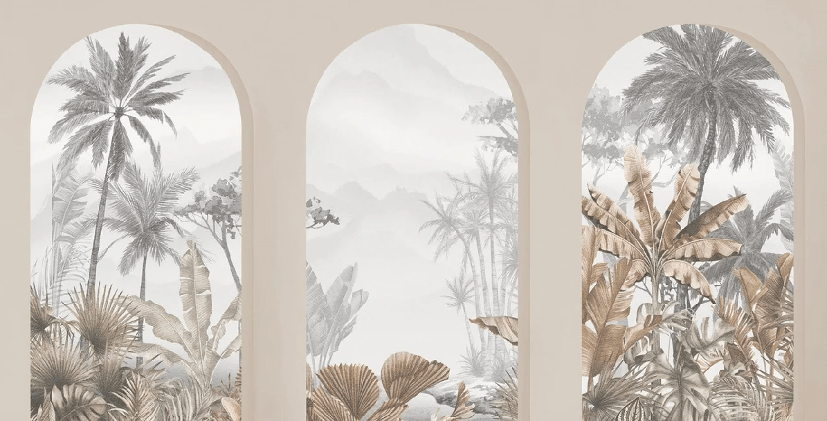 Panorama-Tapete „Arches Tropicales Sépia“ – H 280 cm x B 550 cm – Material Softouch