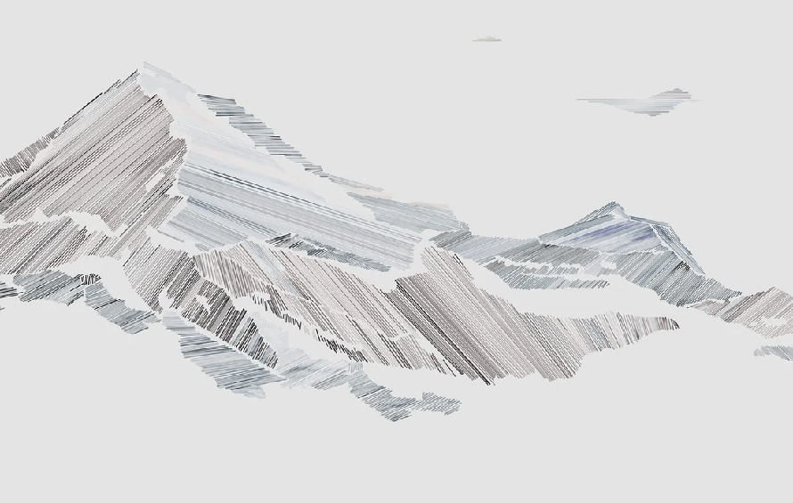 Panorama-Tapete Berg Grafik Stil - H260cm x L410cm - Material Softouch