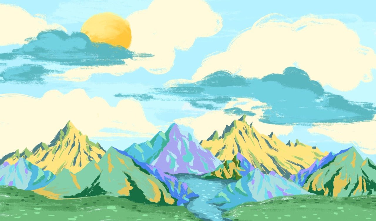 Papier peint enfant montagnes colorées, XXL, tendance