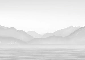 Tapete Annecy und sein friedlicher See schwarz und weiß