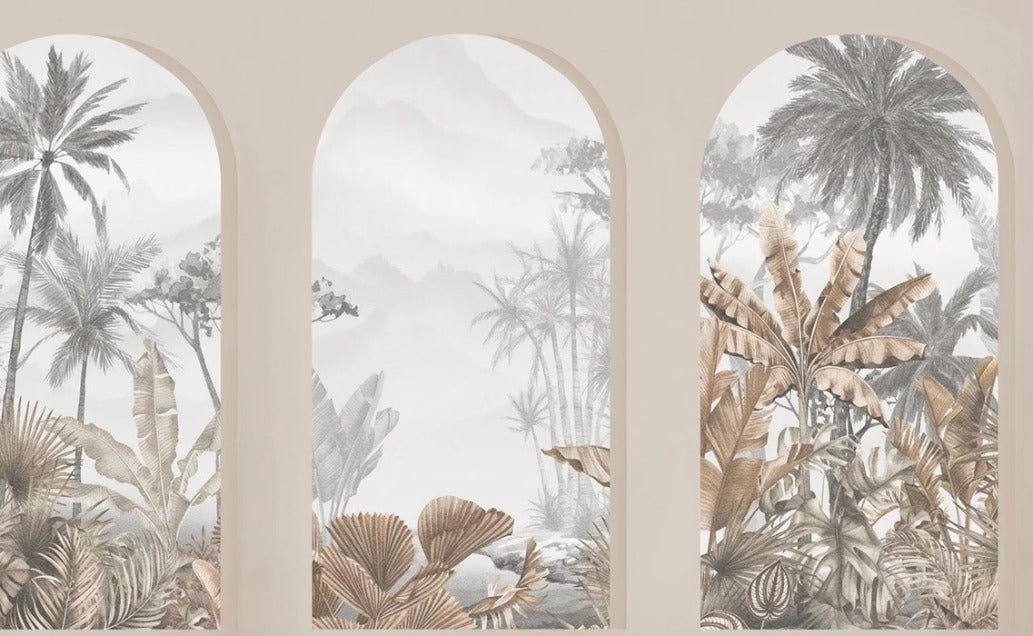 Tapete Tropical Arches Sepia