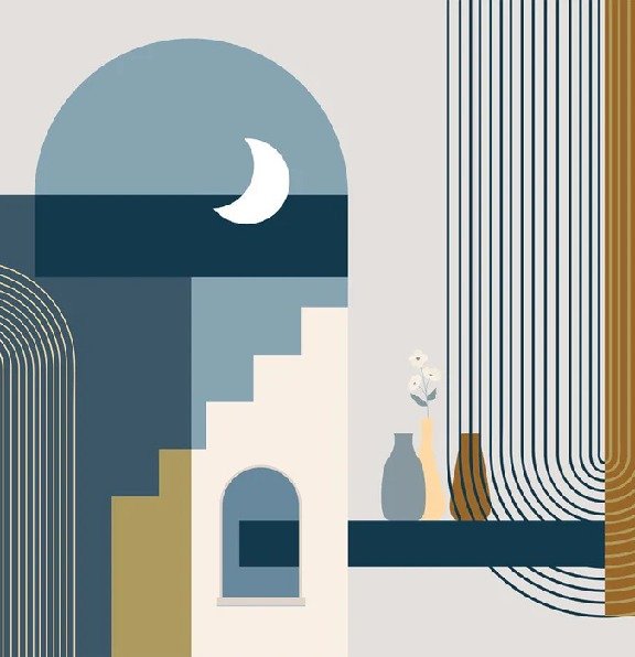 Tapete Arche Blau Grafik