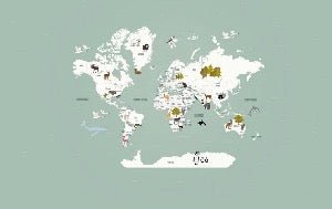 Tapete Weltkarte auf Französisch Kind grün