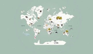 Tapete Weltkarte auf Französisch Kind grün