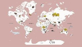 Tapete Weltkarte auf Französisch Kind altrosa