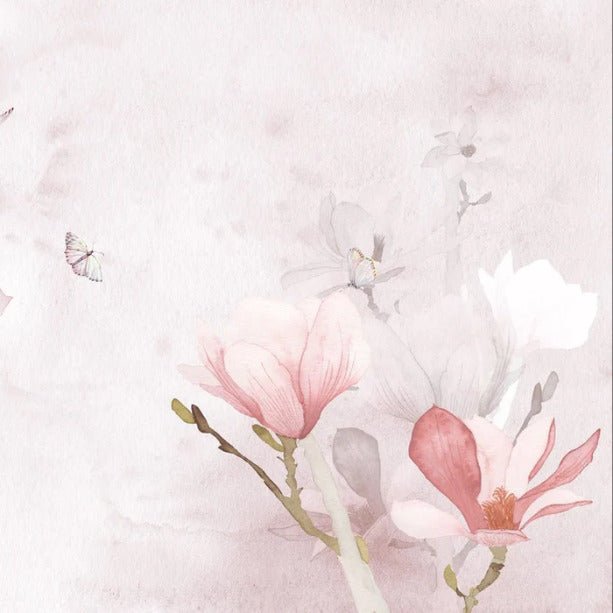 Aquarelltapete Magnolie rosa