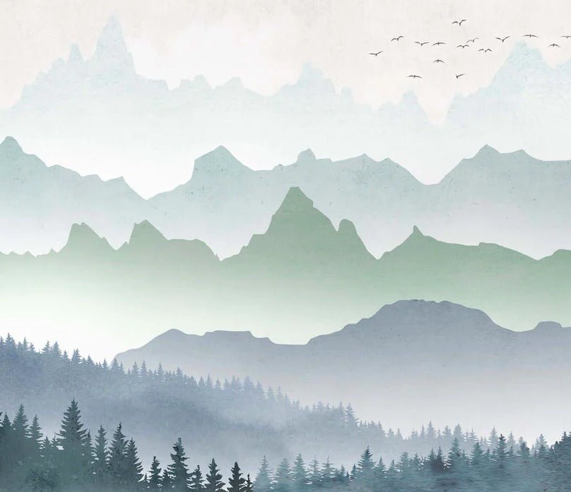 Tapete Morgennebel Wald