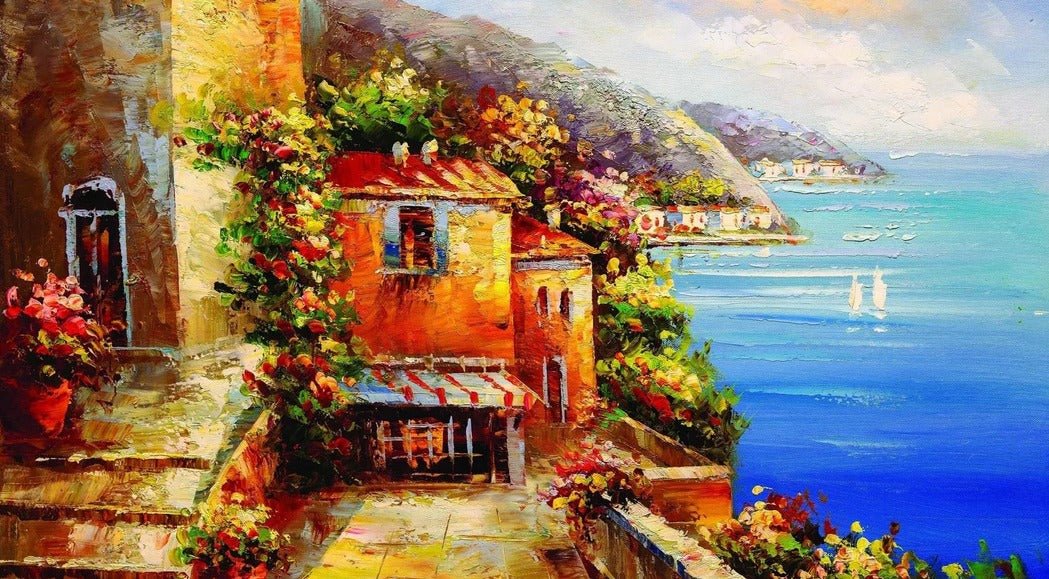 Tapete Dorf am Meer