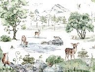 Tapete Tiere verschneite Wiese