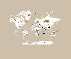 Papier peint Carte du monde en Francais enfant beige, XXL, tendance