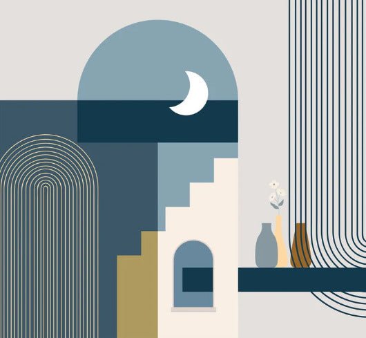 Tapete Arche Blau Grafik