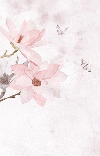 Aquarelltapete Magnolie rosa