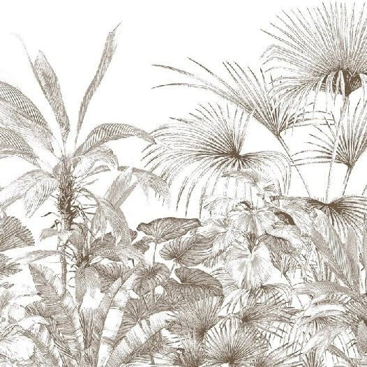 Tropische Tapete Gravur monochrom