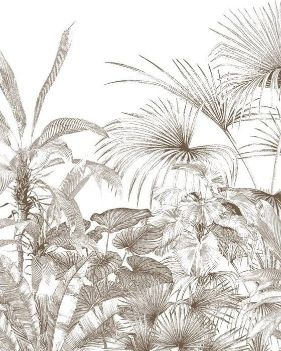 Tropische Tapete Gravur monochrom