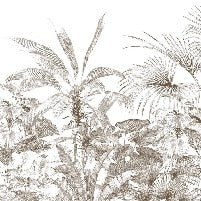 Tropische Tapete Gravur monochrom