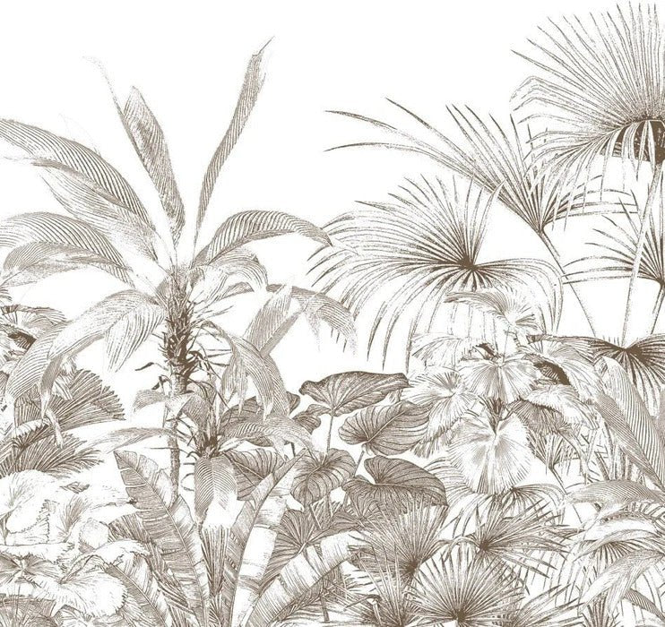 Tropische Tapete Gravur monochrom