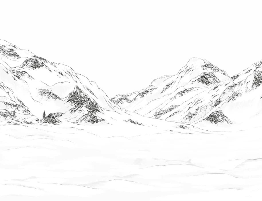 Tapete Val Isère schwarz-weiß