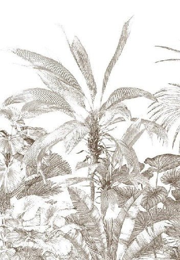 Tropische Tapete mit monochromem Druck