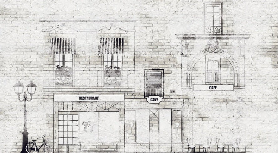 Tapete Bistro Vintage Fassade Parisienne