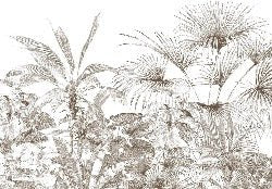 Tropische Tapete Gravur monochrom