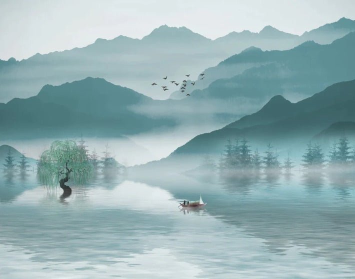 Papier peint entre montagne et lac, XXL, tendance