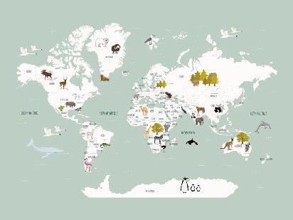 Tapete Weltkarte auf Französisch Kind grün