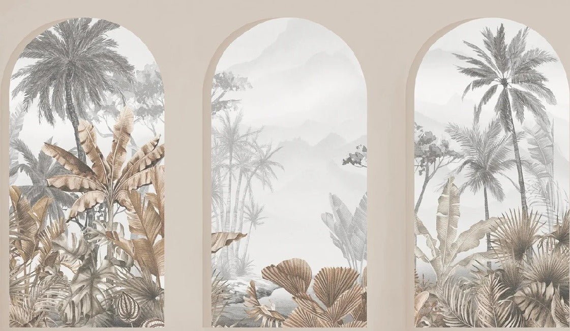Tapete Tropical Arches Sepia