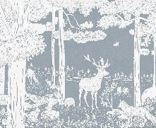 Tapete Waldtiere blau
