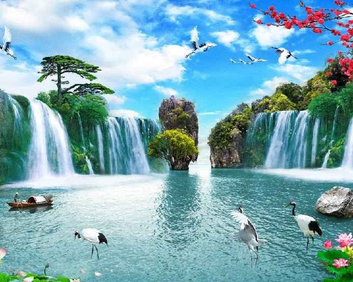 Wasserfall Asien Zen Panorama-Hintergrundbild
