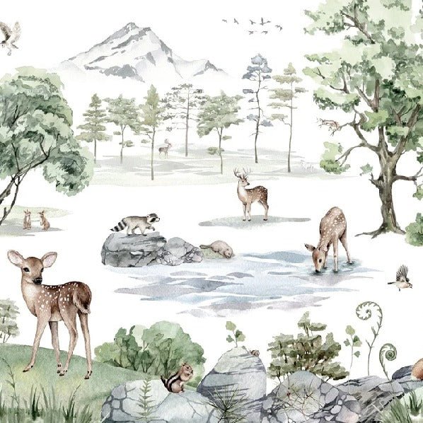 Tapete Tiere verschneite Wiese