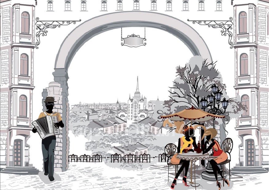 Bistro-Tapete mit Pariser Flair