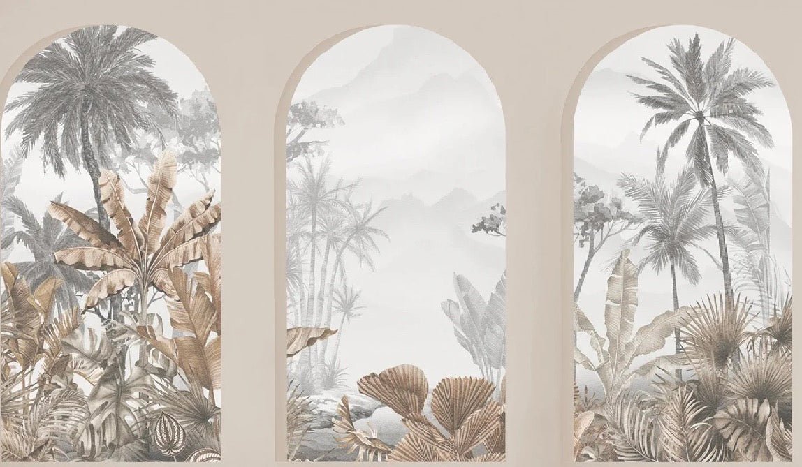 Tapete Tropical Arches Sepia
