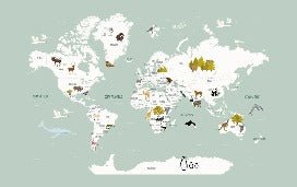 Tapete Weltkarte auf Französisch Kind grün