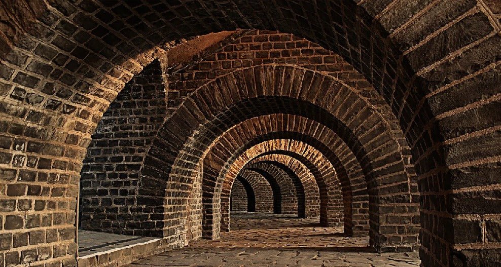 Trompe-l'oeil-Tapete „Bricks Passage“