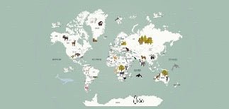 Tapete Weltkarte auf Französisch Kind grün