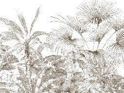 Tropische Tapete Gravur monochrom