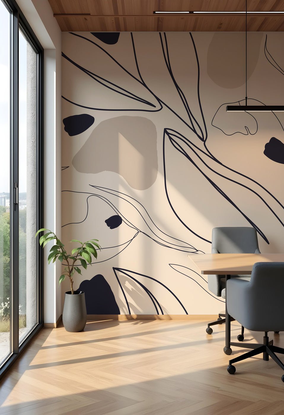 Tapete im puristischen Design in Nude