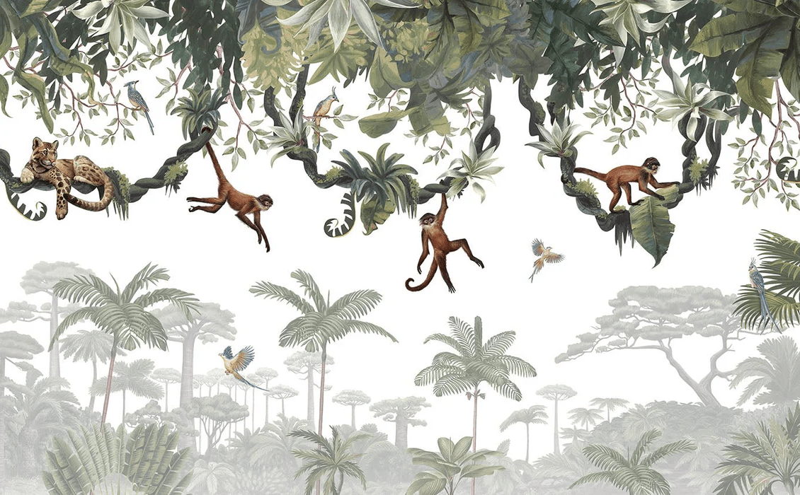 Papier peint enfant jeu de singes, XXL, tendance