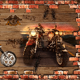 Ziegelstein- und Retro-Motorrad-Tapete