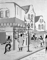 Tapete für das WC „Paris Café en Terrasse“