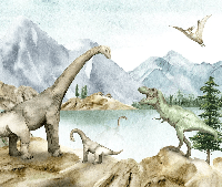 Tapete Dinosaurier Aquarell