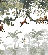 Papier peint enfant jeu de singes - Muralconcept