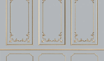 Trompe-l'œil-Tapete mit goldenen Zierleisten im Pariser Stil
