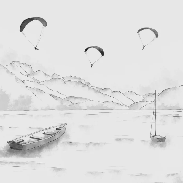 Tapete Annecy – Gipfel & Kunst in Monochrom