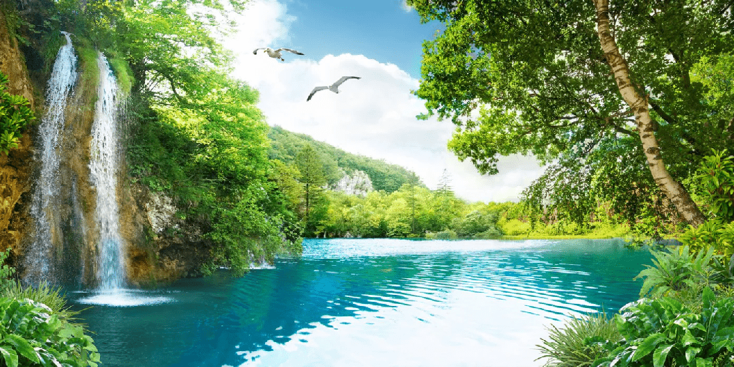 Tapete „Entspannender Wasserfall“