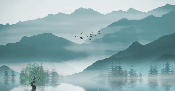 Papier peint entre montagne et lac, XXL, tendance