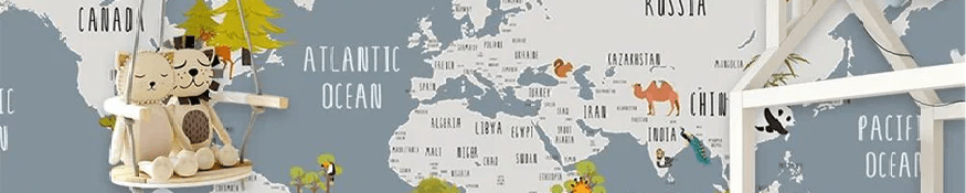 Tapete für Kinderzimmer mit grauen Tieren